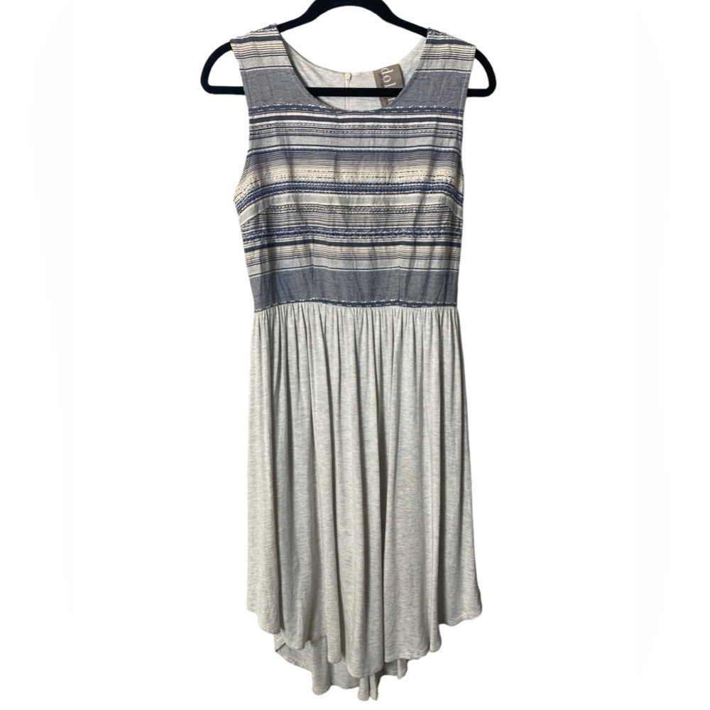 Anthropologie Dolan Left Coast Sabado Embroidered Dress Sleeveless Blue Gray